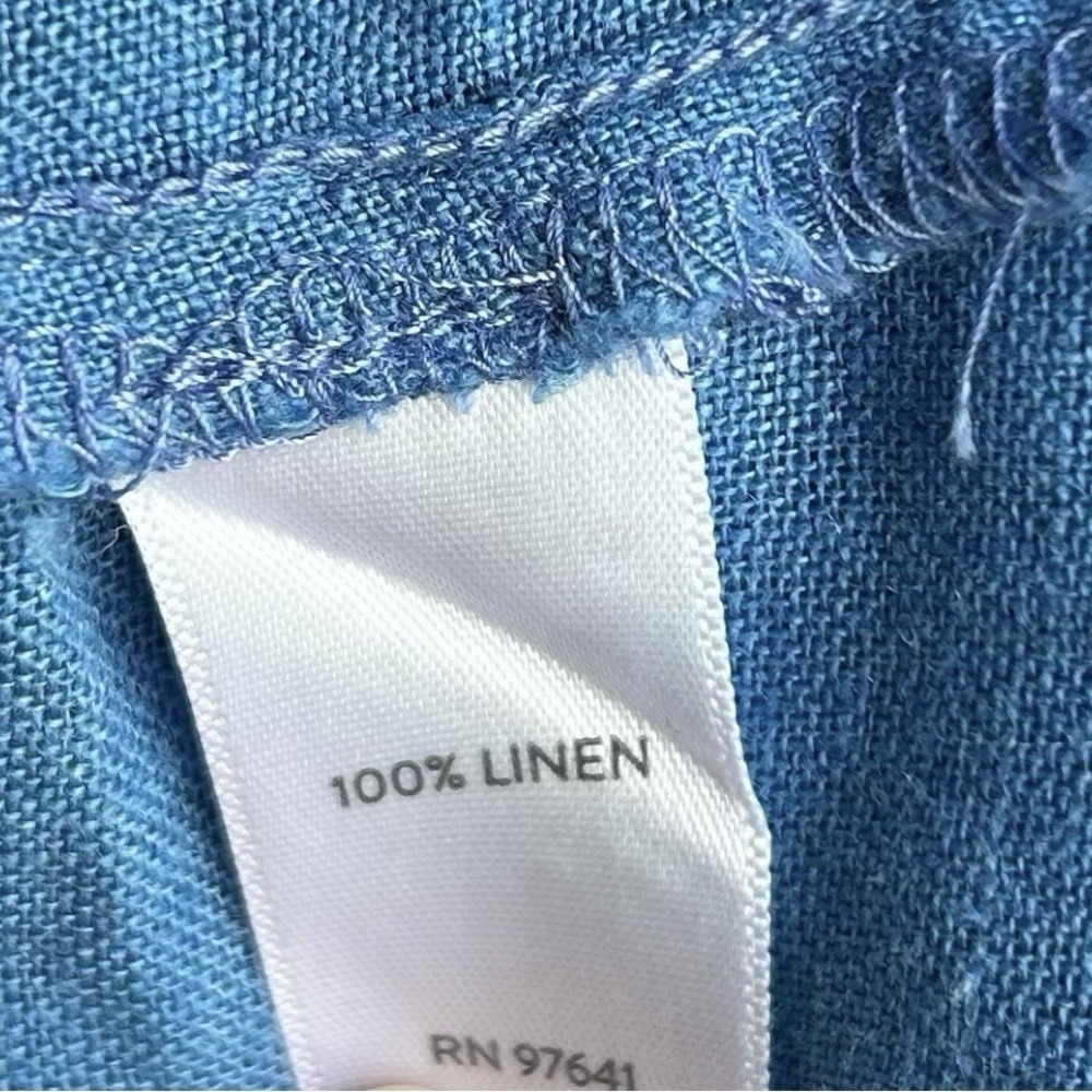 J Jill love linen Blue V-Neck half sleeve Blouse medium - Picture 6 of 6